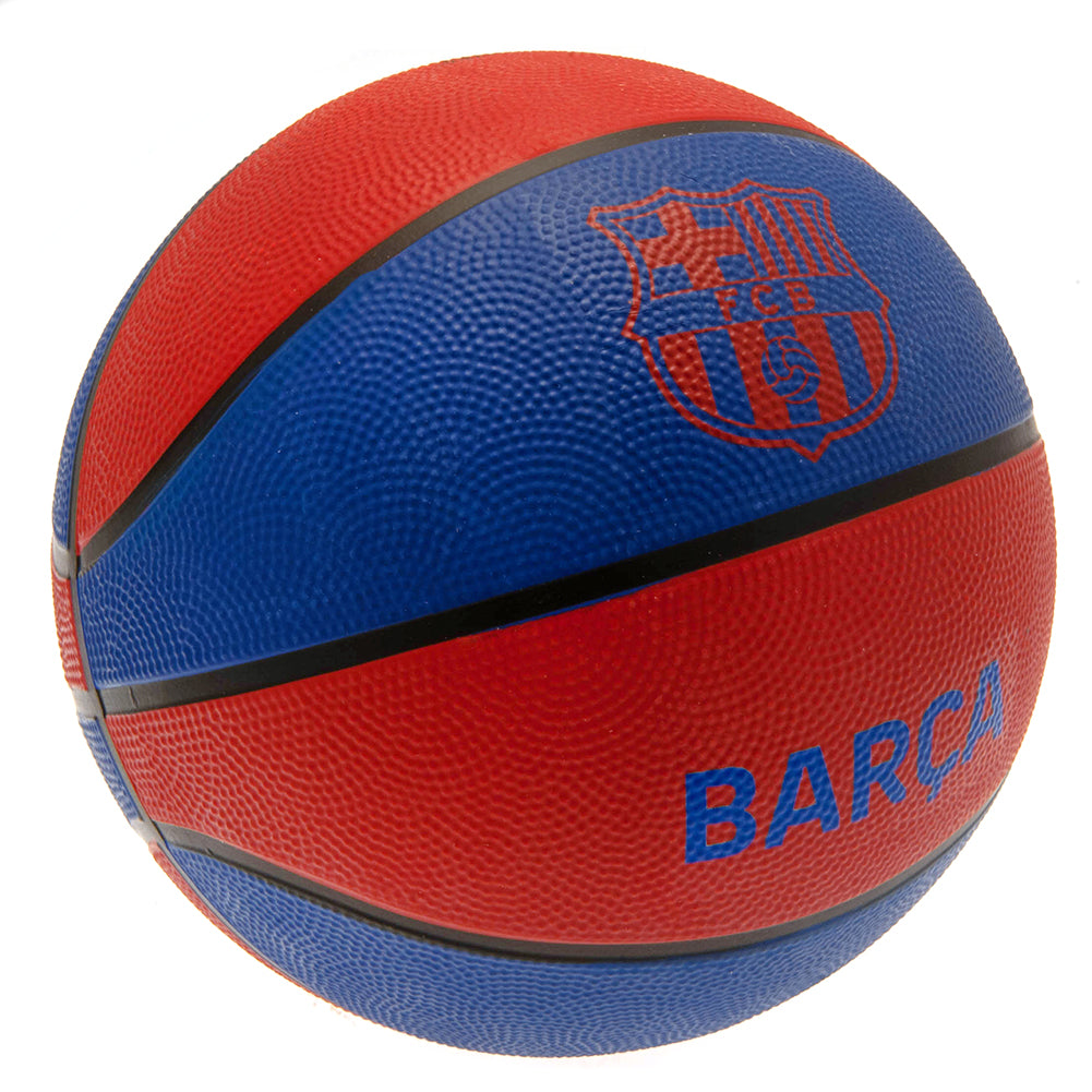 Red and Blue Textured Rubber Basketball with FC Barcelona Crest and Logo
