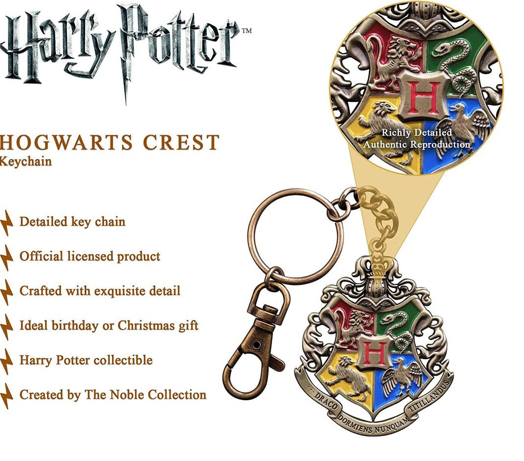 Officially Licensed Harry Potter Collectible Hogwarts Crest Metal Keychain for Fans