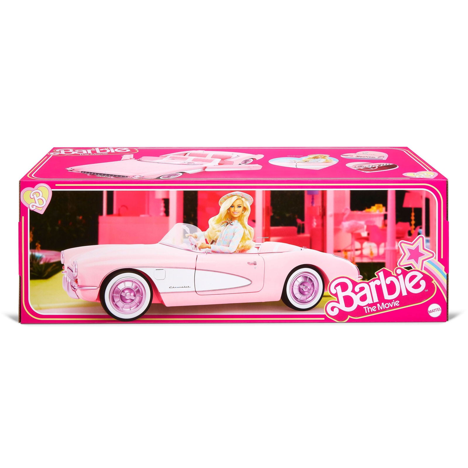 Collectible Barbie The Movie Inspired Pink Chevrolet Corvette Convertible Toy Car