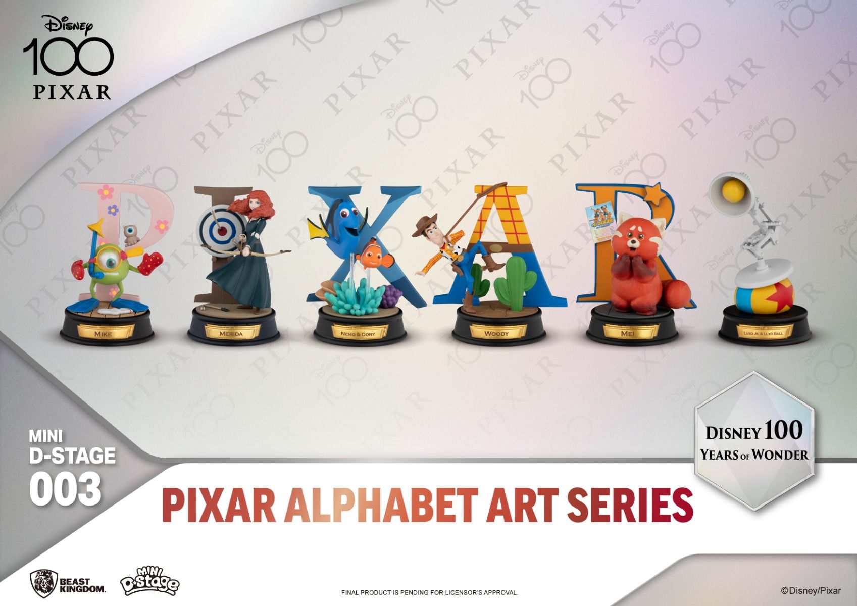 Mini Pixar Alphabet Art Statue Set for Disney's 100th Anniversary of Wonder