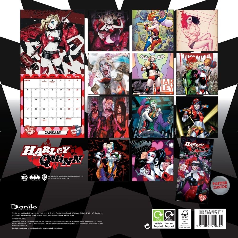 2025 Harley Quinn Themed Square Wall Calendar