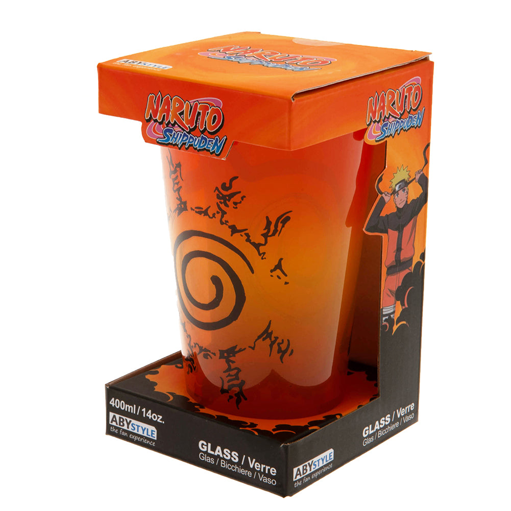 Premium Large Naruto: Shippuden Orange Glass with Famous Logos