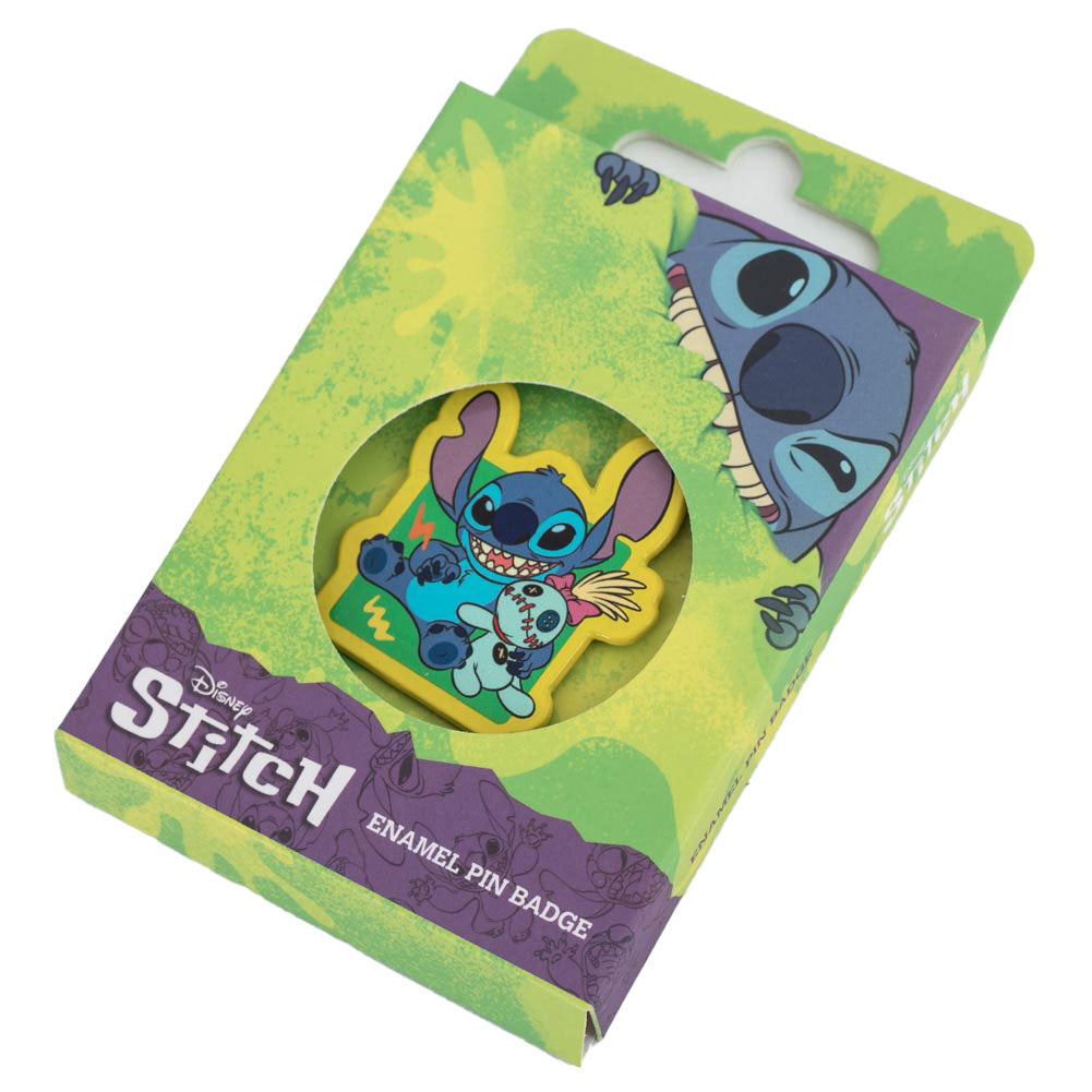 Vibrant and Detailed Lilo & Stitch Enamel Pin Badge with Smiley Stitch and Scrump