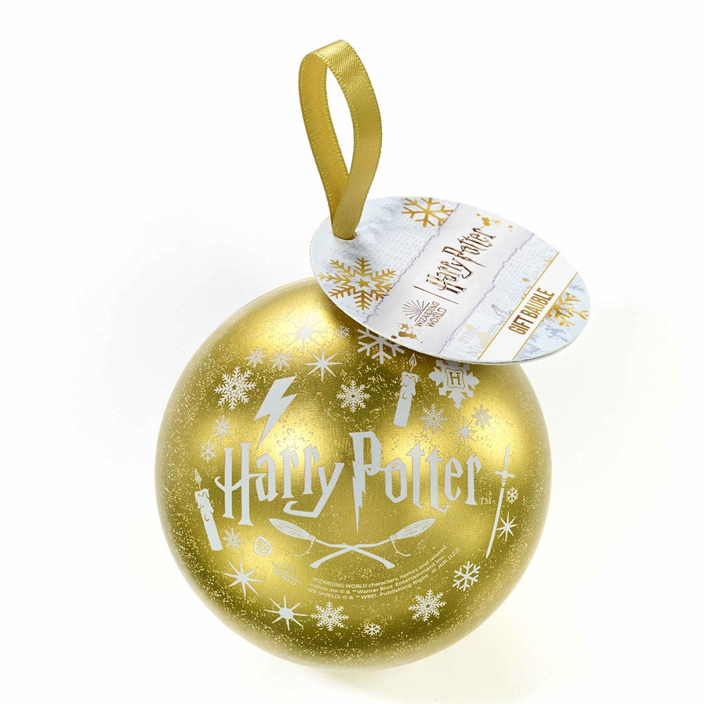 Golden Harry Potter Christmas Gift Bauble with Deathly Hallows Icon