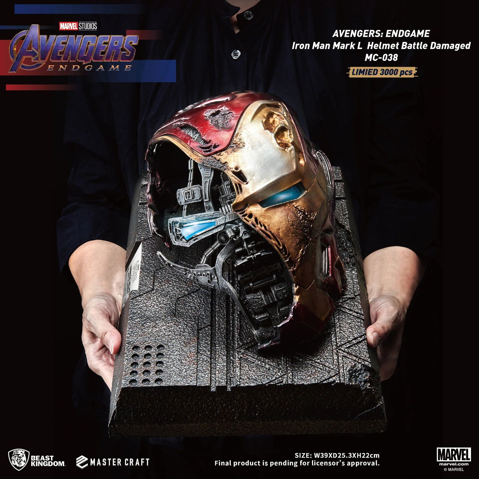 Beast Kingdom Limited Edition Master Craft Statue of Avengers Endgame Battle - Damaged Iron Man Mark - 50 Helmet