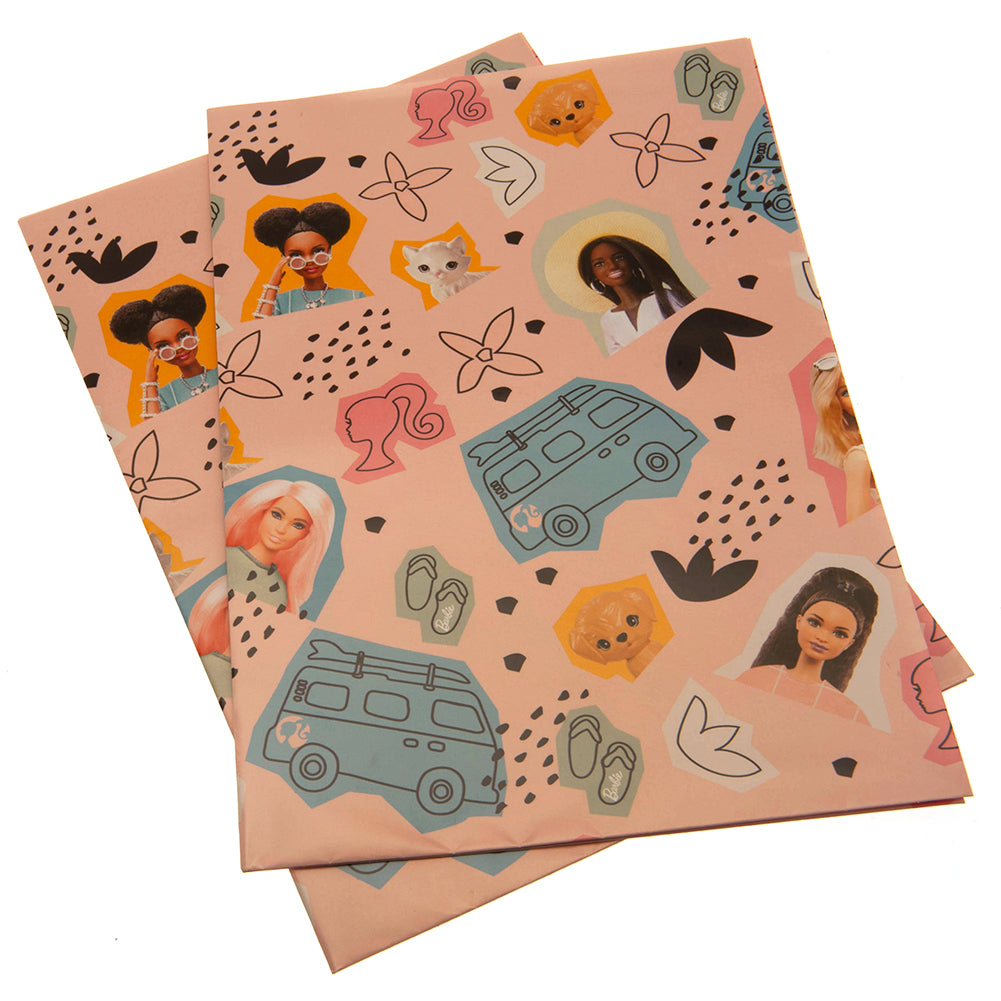 Colorful Barbie Themed Gift Wrap Sheets with Happy Birthday Tags
