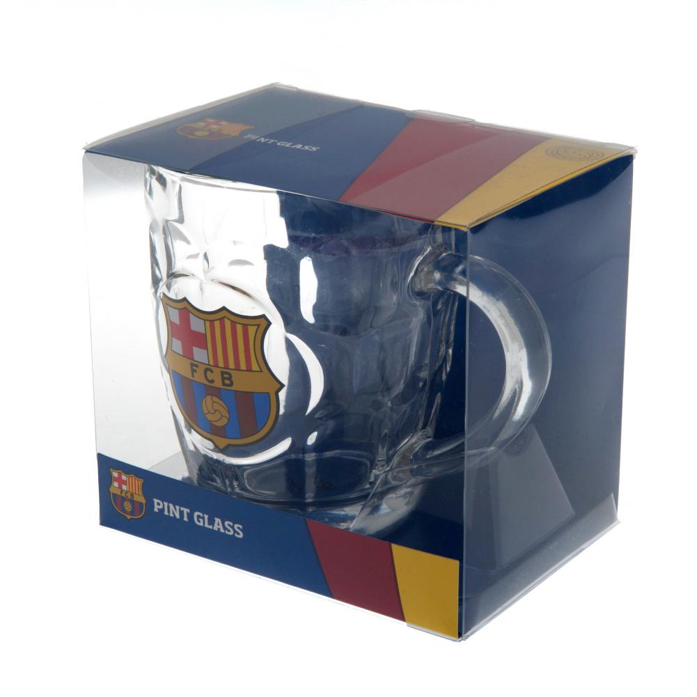 Full - Color FC Barcelona Dimple Design Glass Tankard for Fans