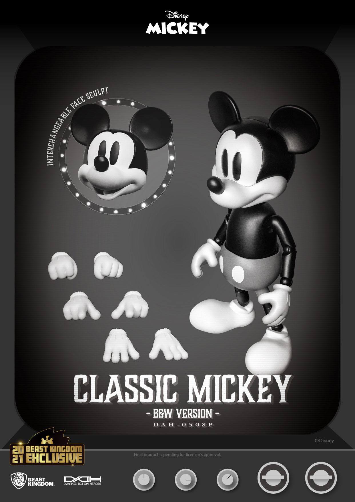 Disney DAH Series 21cm Classic B&W Mickey Mouse Action Figure