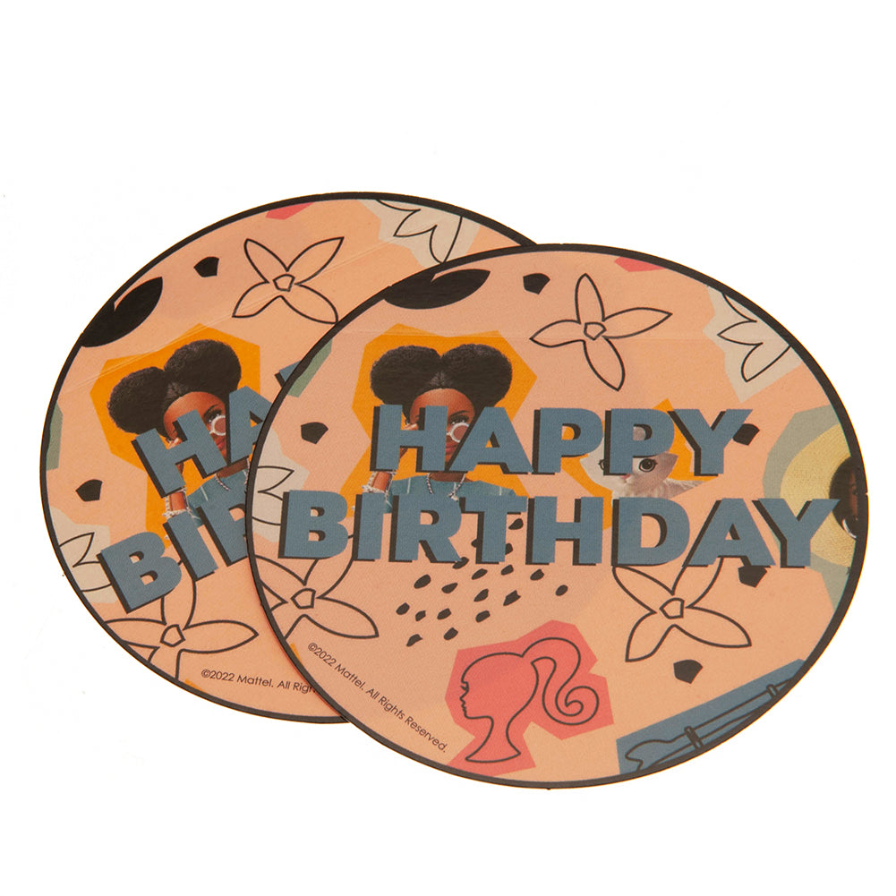 Colorful Barbie Themed Gift Wrap Sheets with Happy Birthday Tags