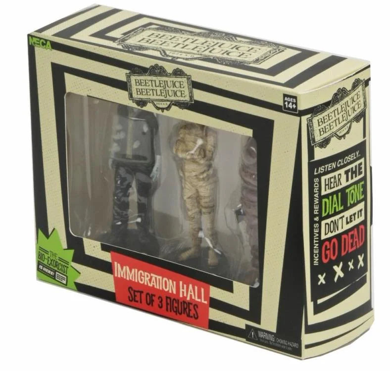 NECA 4-Inch Highly Detailed 3-Piece Beetlejuice Immigration Hall Figure Set