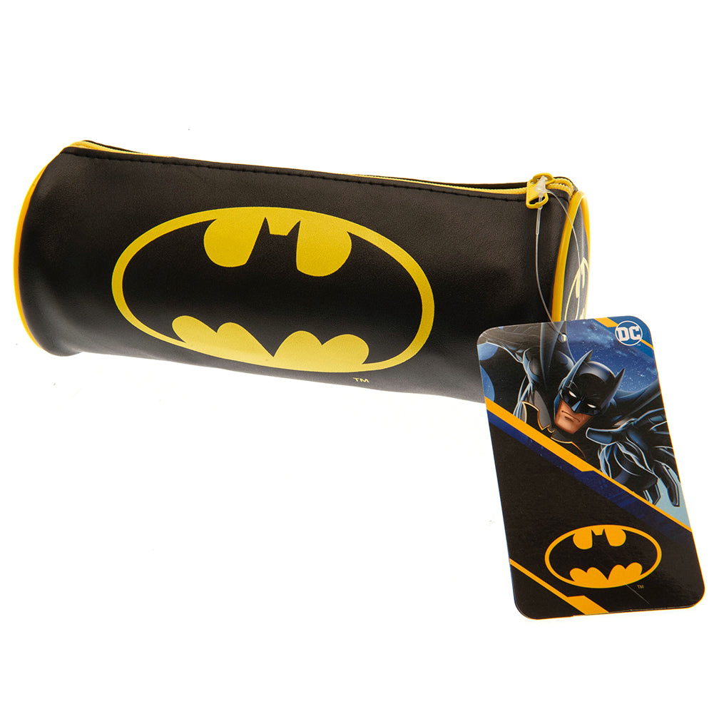 Batman-themed Cylindrical Zipped Pencil Case for Stationery Storage