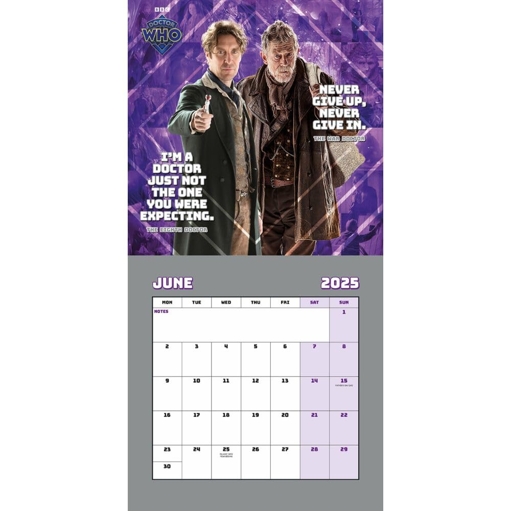Doctor Who Classic Edition Square Wall Calendar for the Year 2025