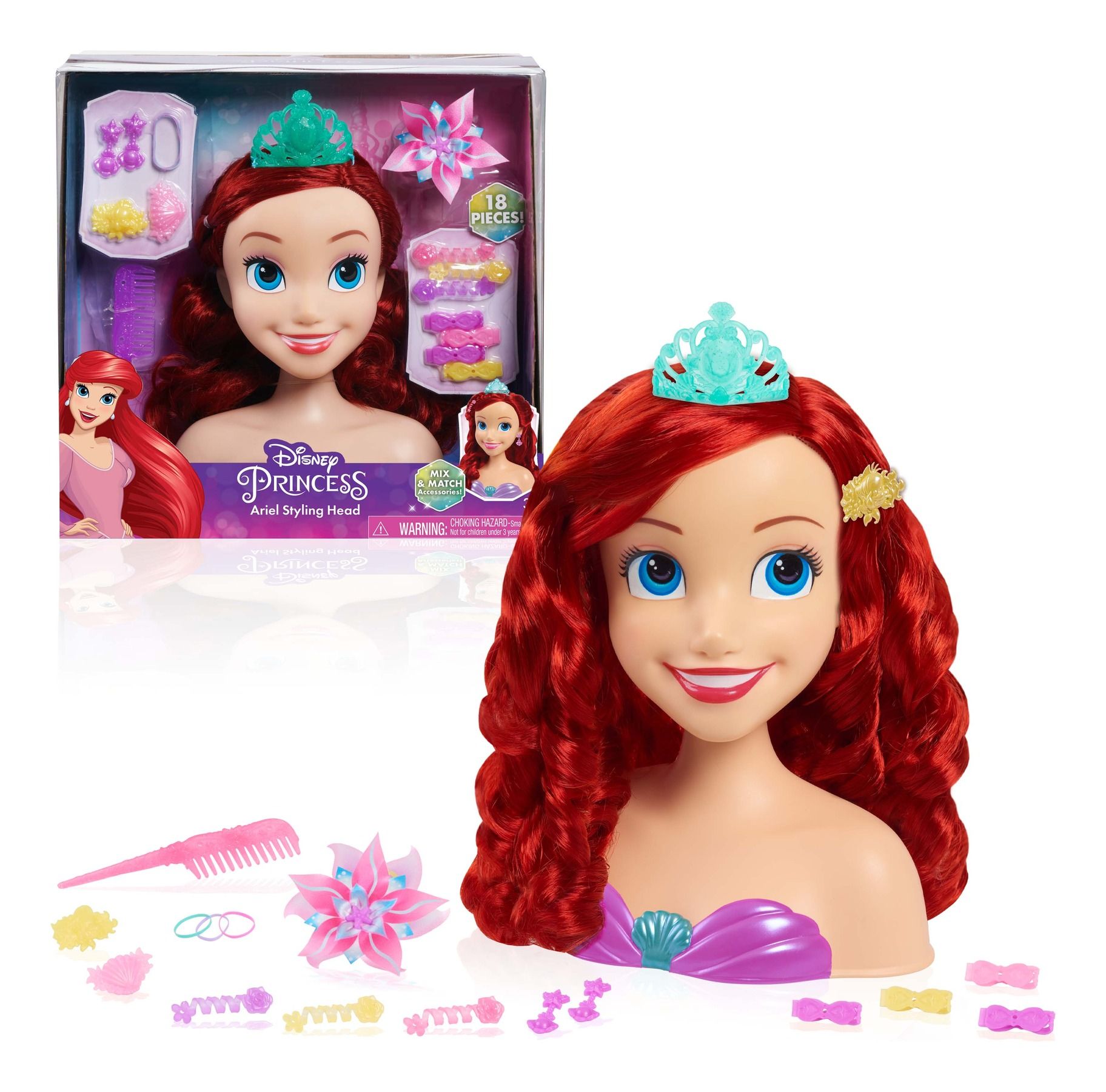 Disney Princess Ariel Hair Styling Play Head Toy with Accessories