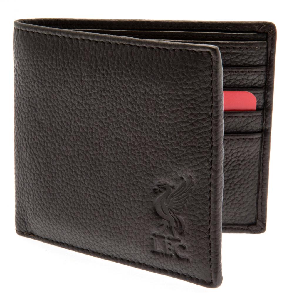 Authentic Liverpool FC Brown Leather Wallet with Embossed Crest