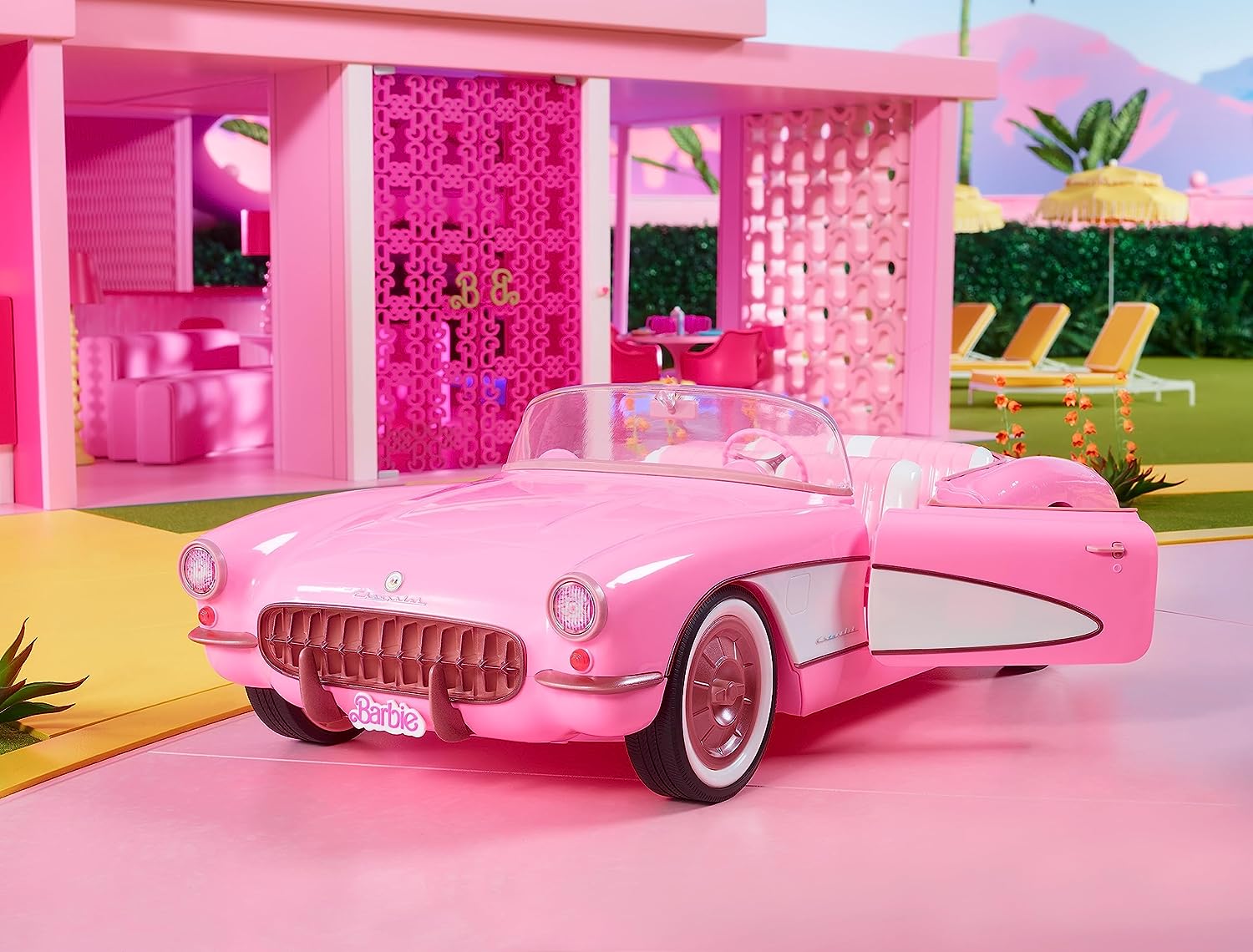 Collectible Barbie The Movie Inspired Pink Chevrolet Corvette Convertible Toy Car