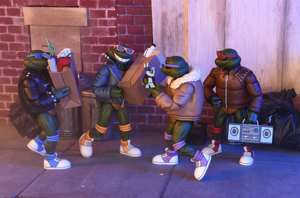 NECA Collectible 7-Inch Scale Teenage Mutant Ninja Turtles Cartoon Themed Punk Turtles Four-Pack Action Figures