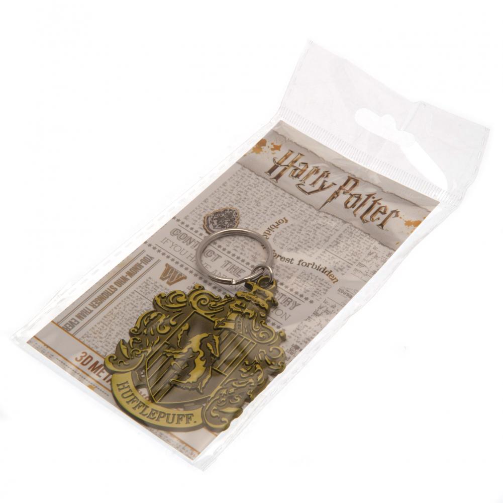 Yellow Hufflepuff House Crest Debossed Metal Keyring from Harry Potter