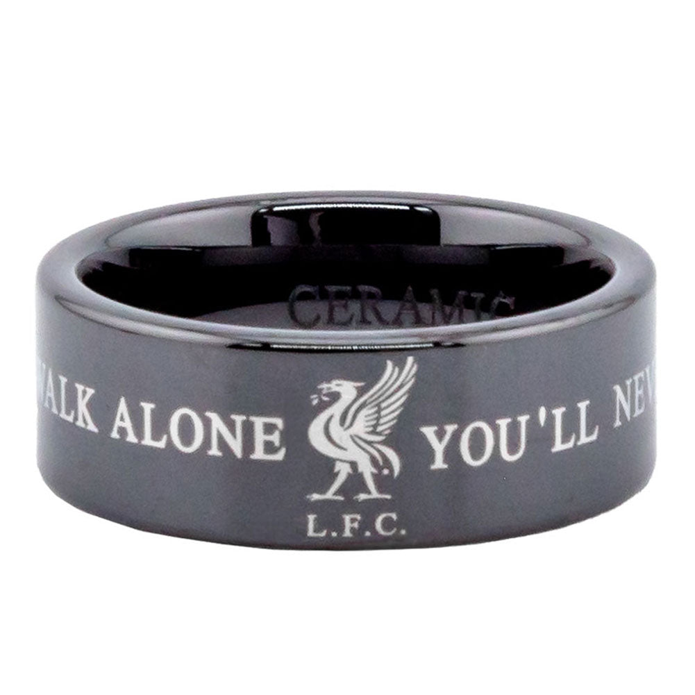 Small-sized Liverpool Football Club Black Ceramic Engagement Ring