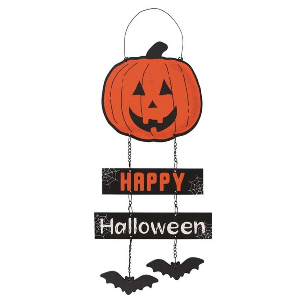 Delightful Halloween Hanging Jack - o'-Lantern Chain Sign