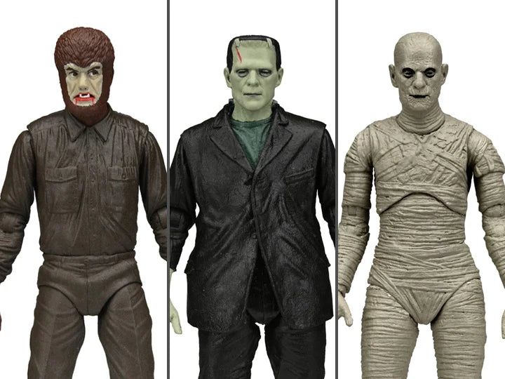 NECA Universal Monsters 7-Inch Retro Glow-in-the-Dark 3-Piece Action Figure Set