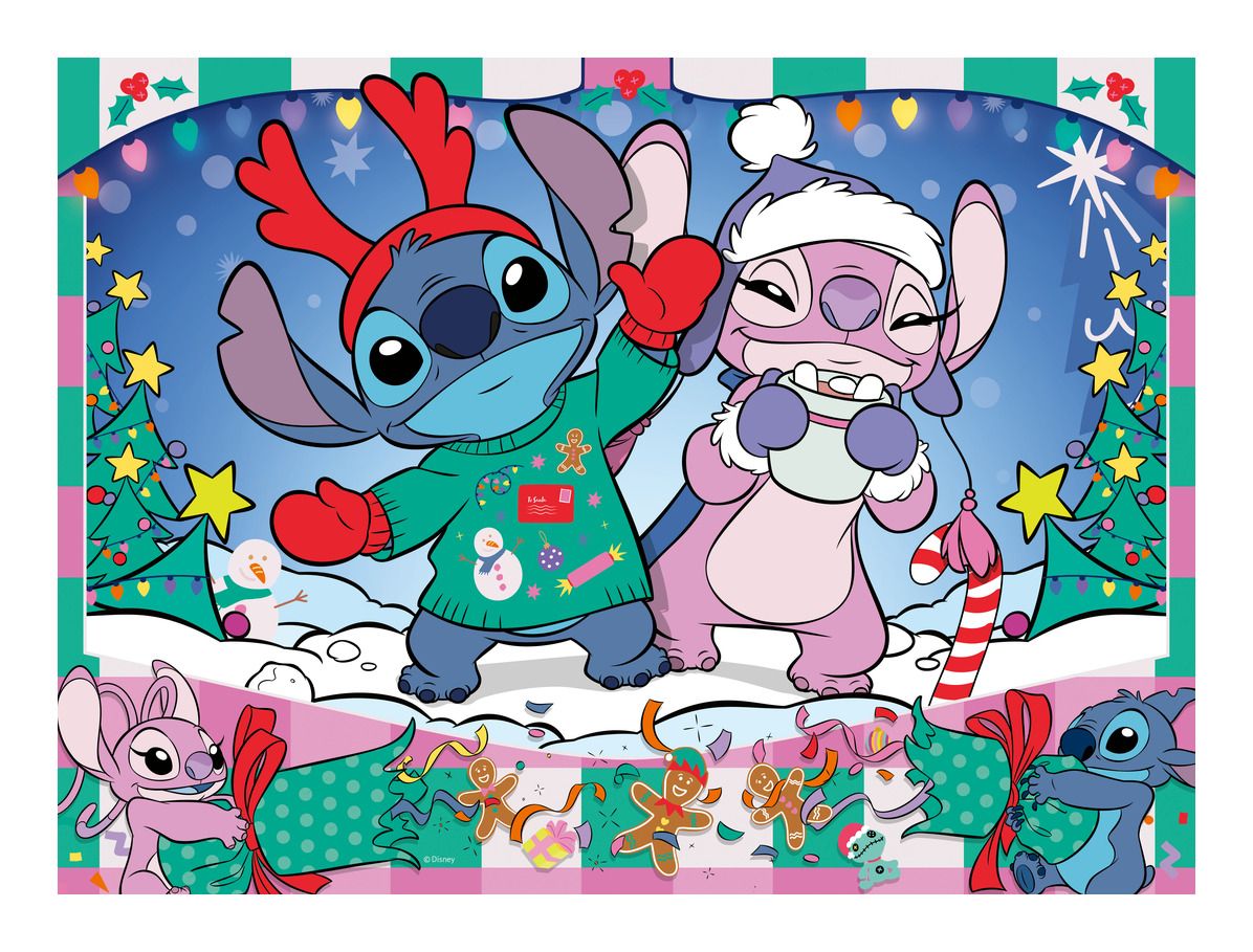 Extra-Large Disney Stitch and Angel Christmas-themed 100 Piece Jigsaw Puzzle for Kids