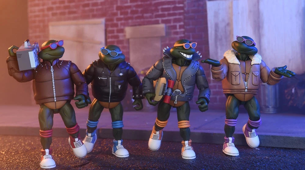 NECA Collectible 7-Inch Scale Teenage Mutant Ninja Turtles Cartoon Themed Punk Turtles Four-Pack Action Figures