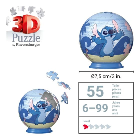Disney Stitch 54-Piece Three-Dimensional Puzzle - An Ideal 3D Jigsaw for Kids