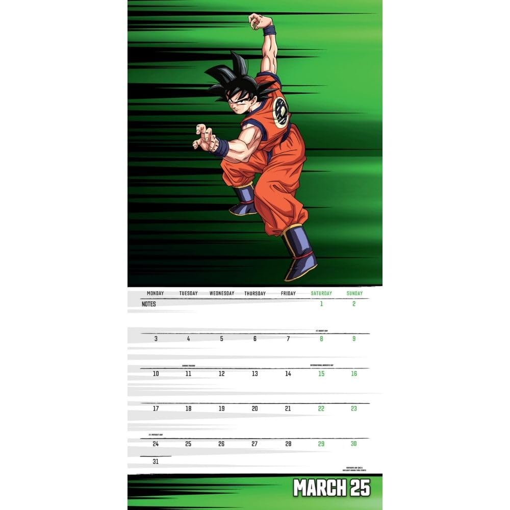 2025 Dragon Ball Z Action-Packed Square Wall Calendar