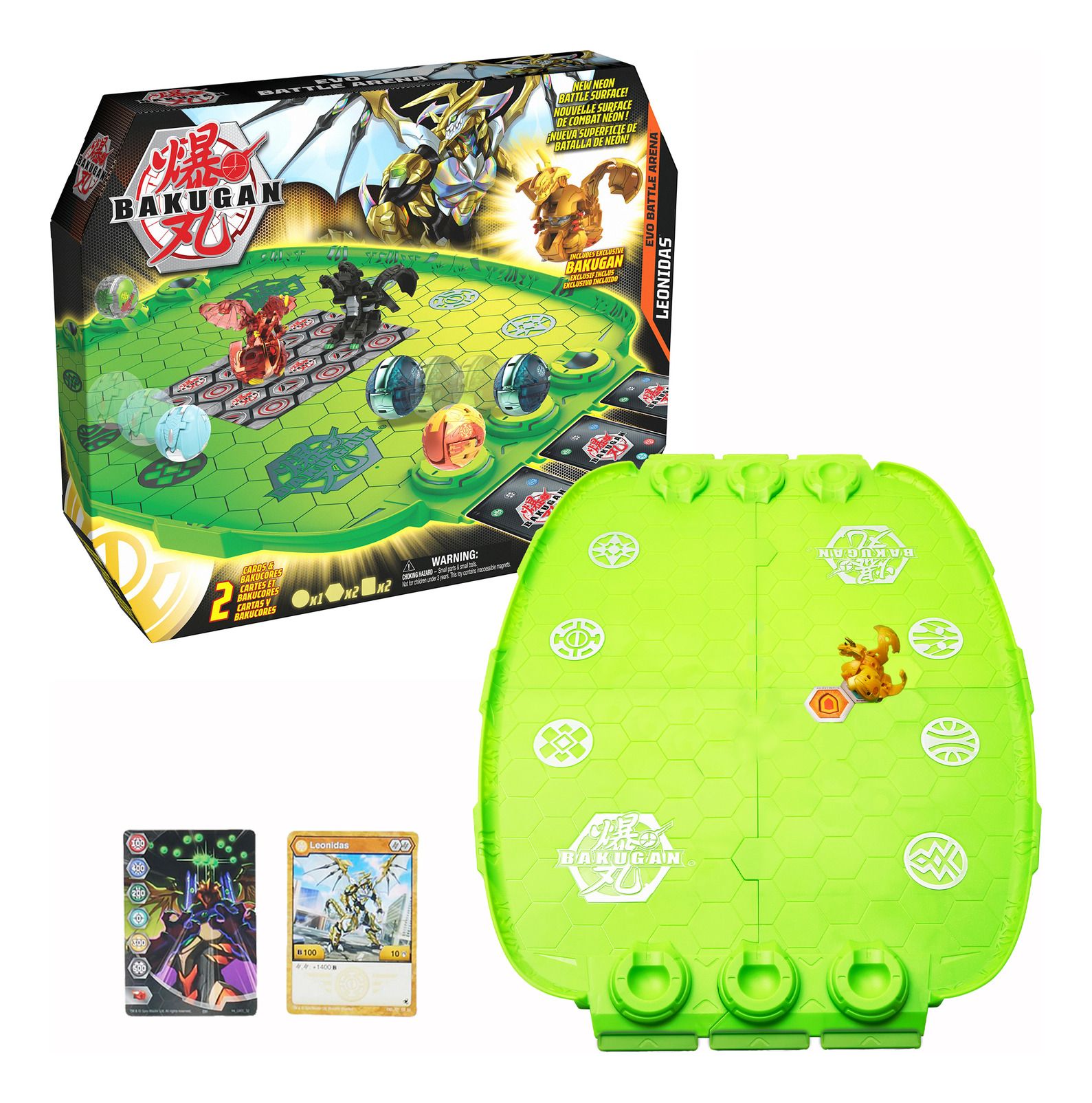 Bakugan Evolution Battle Arena Set - Including Exclusive Leonidas Bakugan Figure and Two Collectible Cards