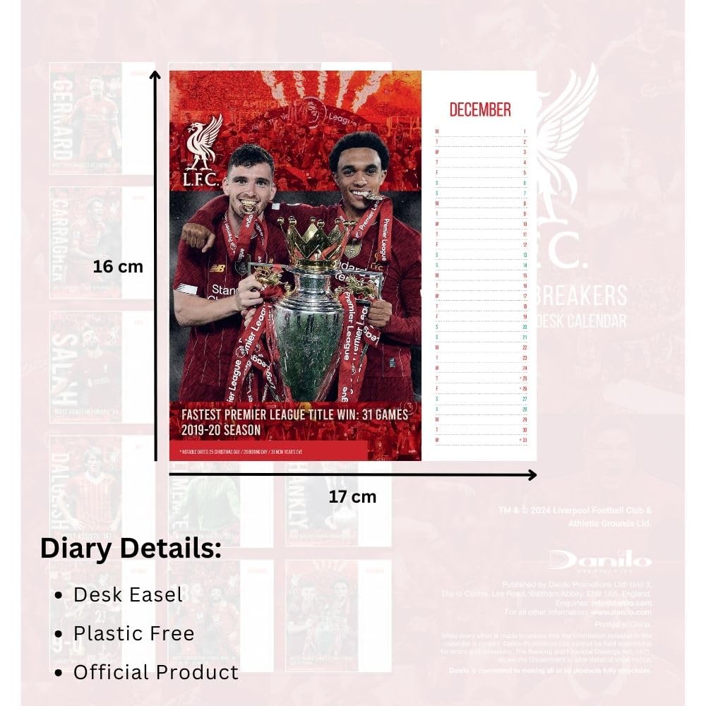 2025 Liverpool FC Record Breakers Special Edition Desktop Calendar