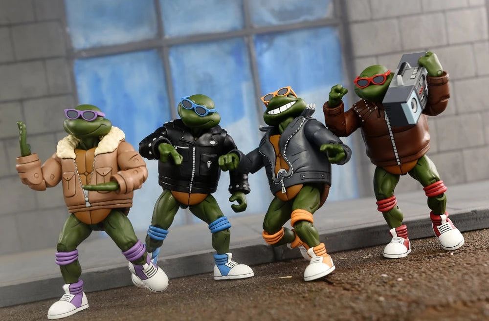 NECA Collectible 7-Inch Scale Teenage Mutant Ninja Turtles Cartoon Themed Punk Turtles Four-Pack Action Figures