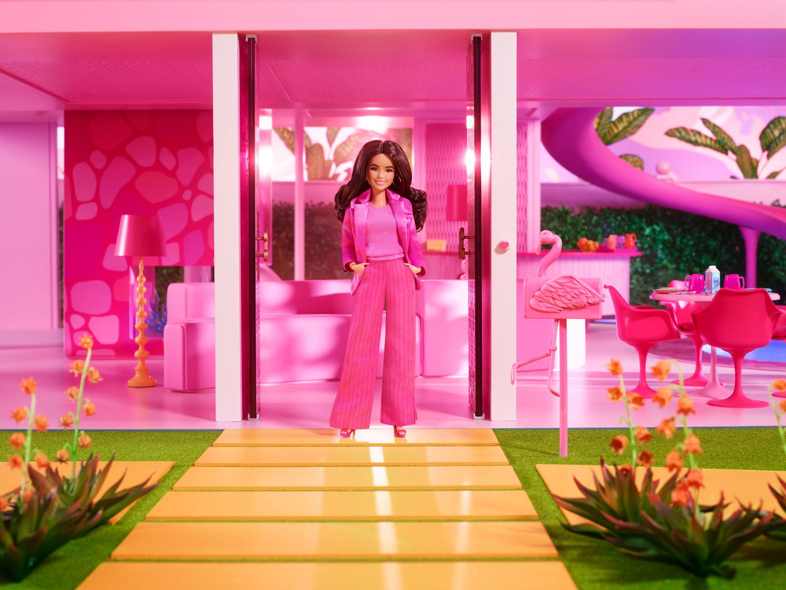 Collectible Barbie Movie Gloria Doll in Stunning Pink Power Pantsuit