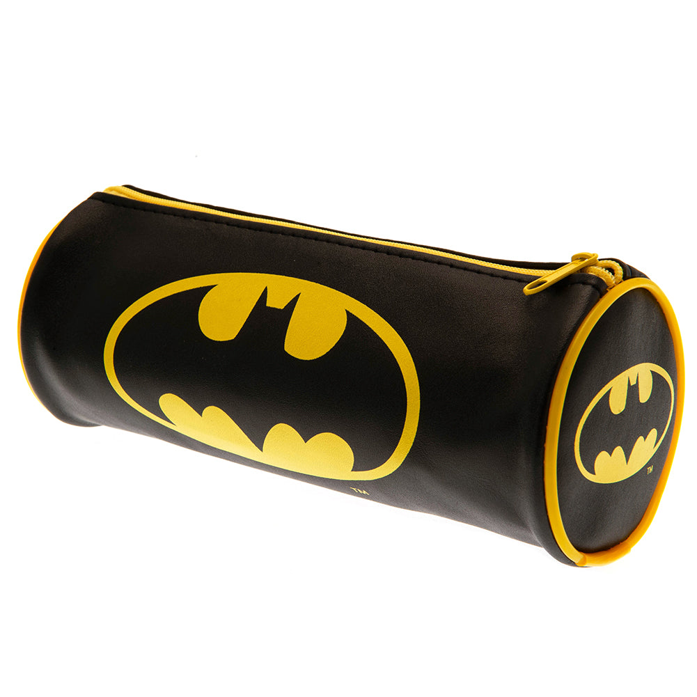Batman-themed Cylindrical Zipped Pencil Case for Stationery Storage