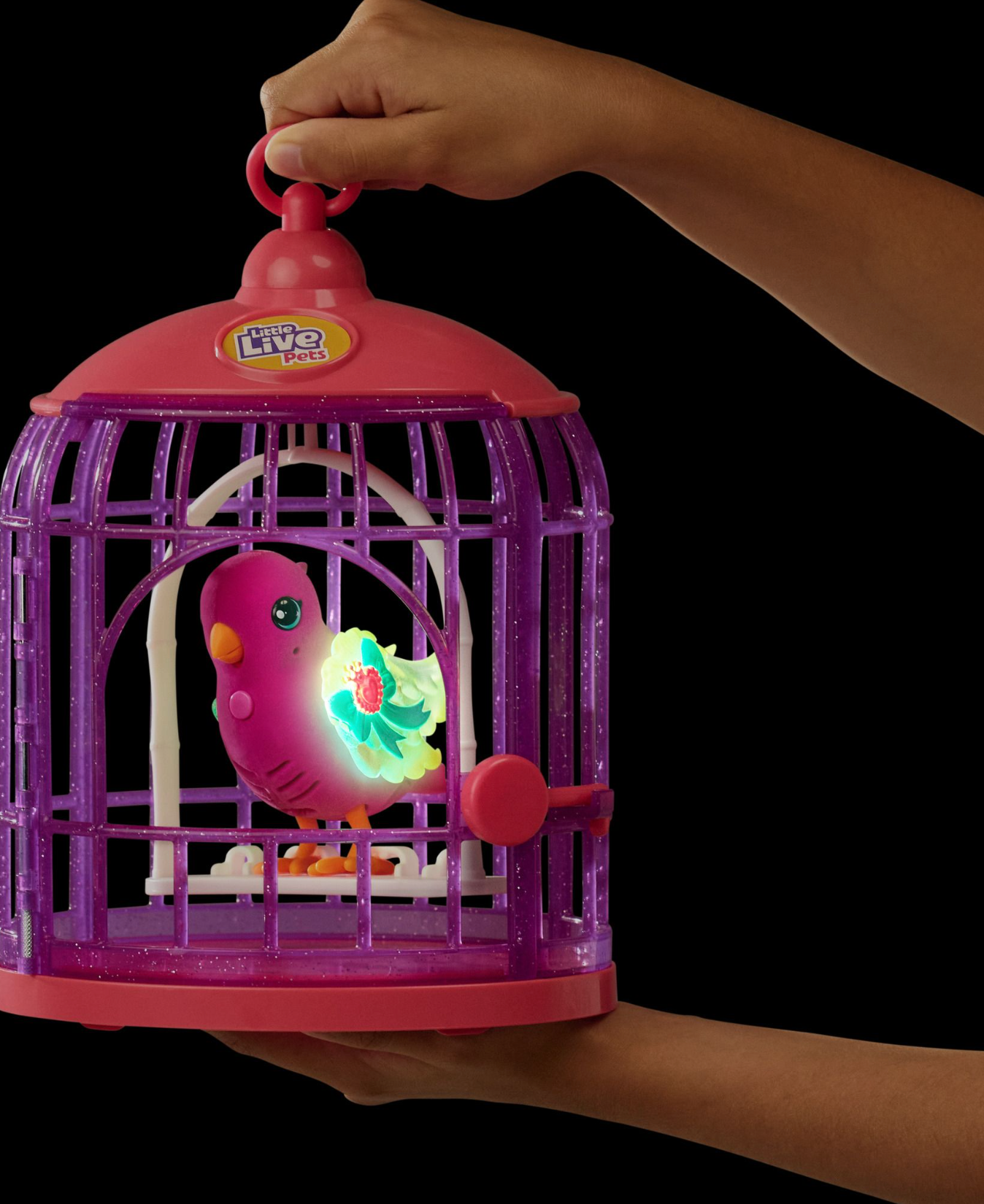 Little Live Pets Interactive Lil' Bird Toy with Magical Light - Up Wings and a Cute Bird Cage, Named Polly Pearl
