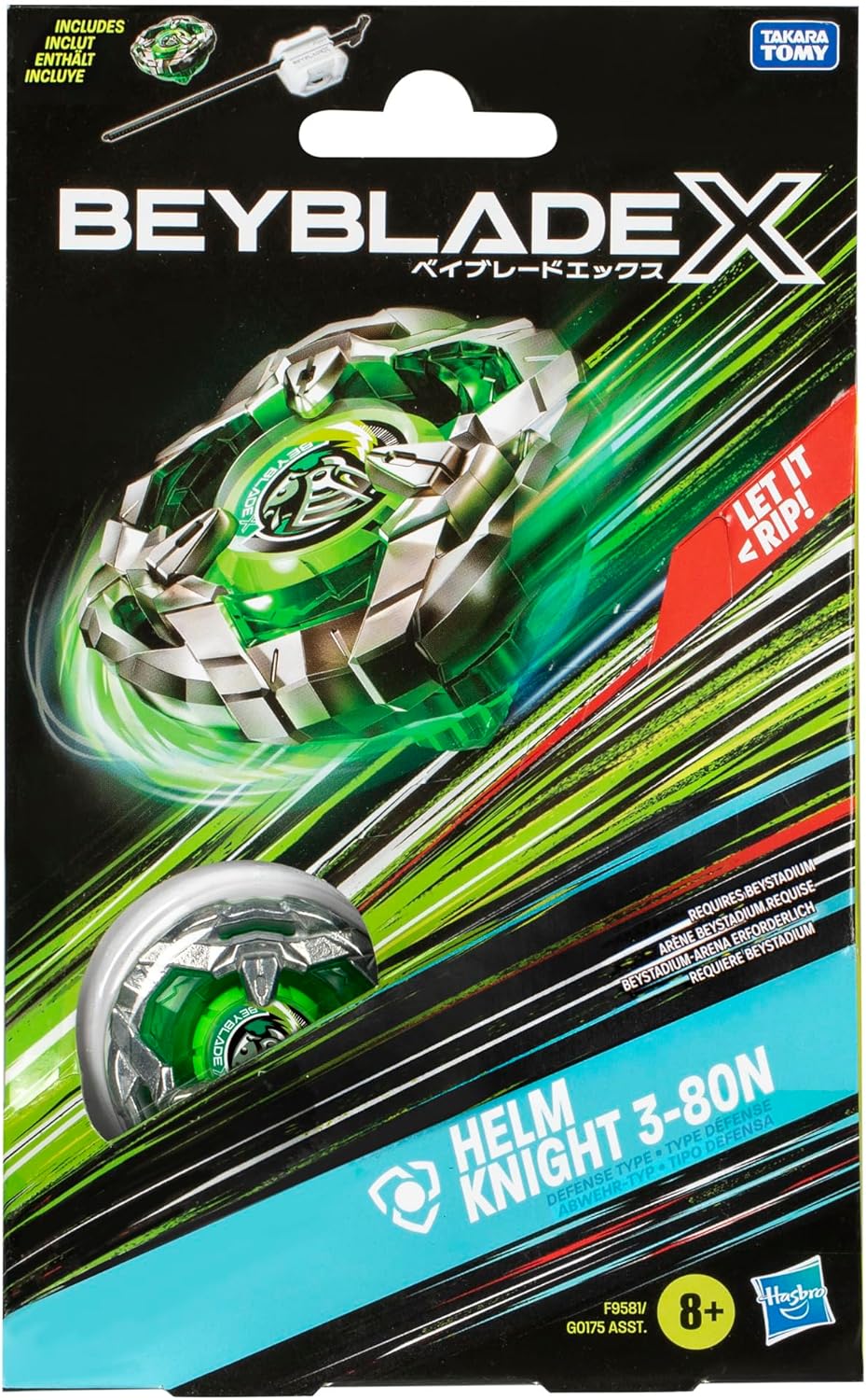 Beyblade X Helm Knight 3 - 80N Starter Pack: Top with Authentic Launcher for Intense Battles