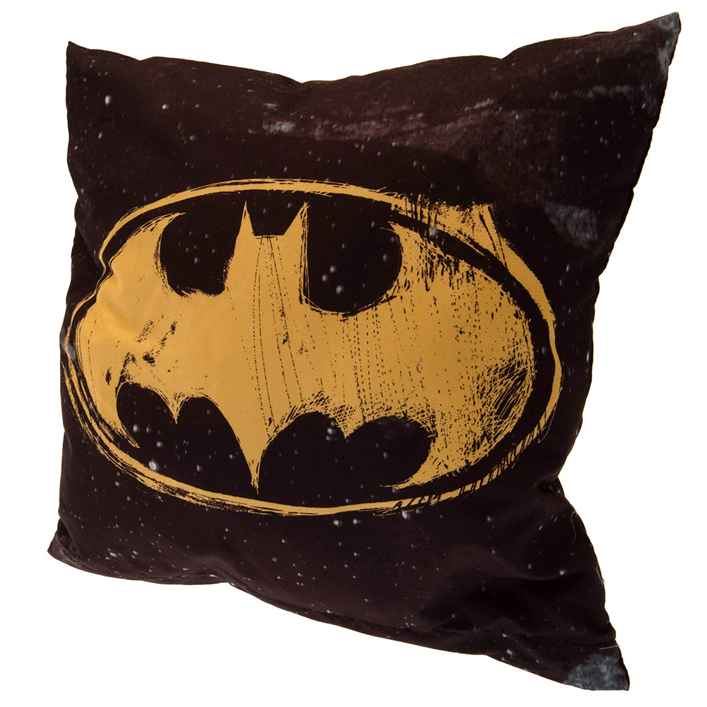 Distressed Batman Logo Black Polyester Square Cushion (40cm x 40cm)