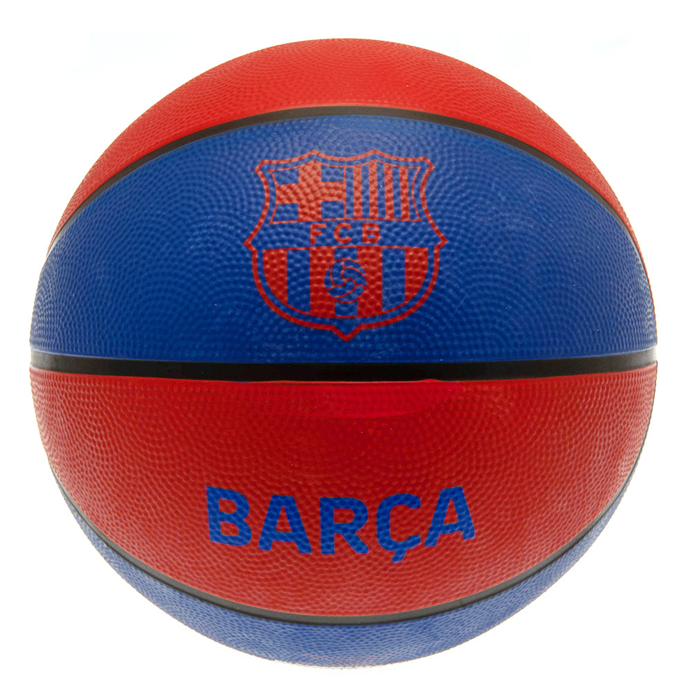 Red and Blue Textured Rubber Basketball with FC Barcelona Crest and Logo