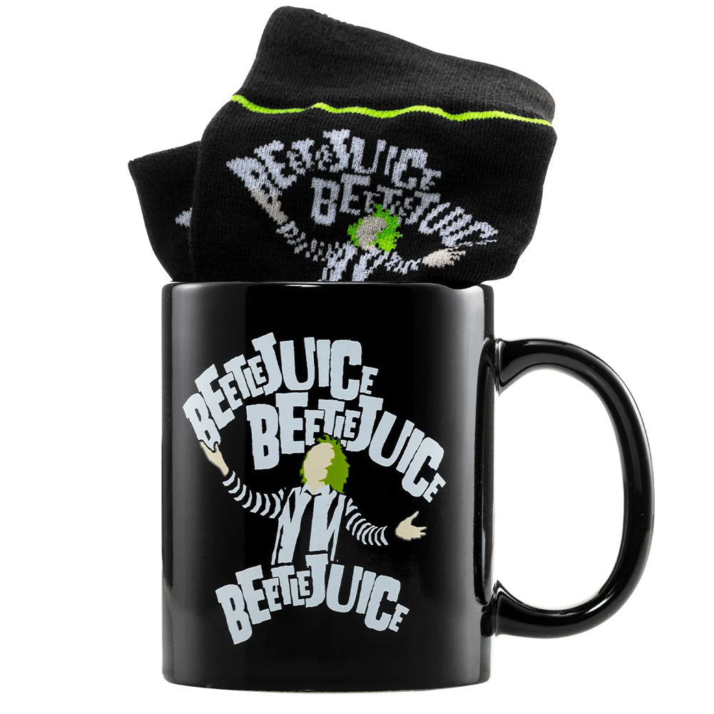 Beetlejuice Themed Ceramic Mug and Cotton Sock Gift Set