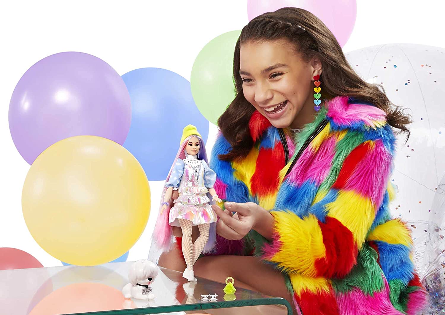 Sparkling Barbie Extra Fashion Doll Set with an Adorable Pet Puppy