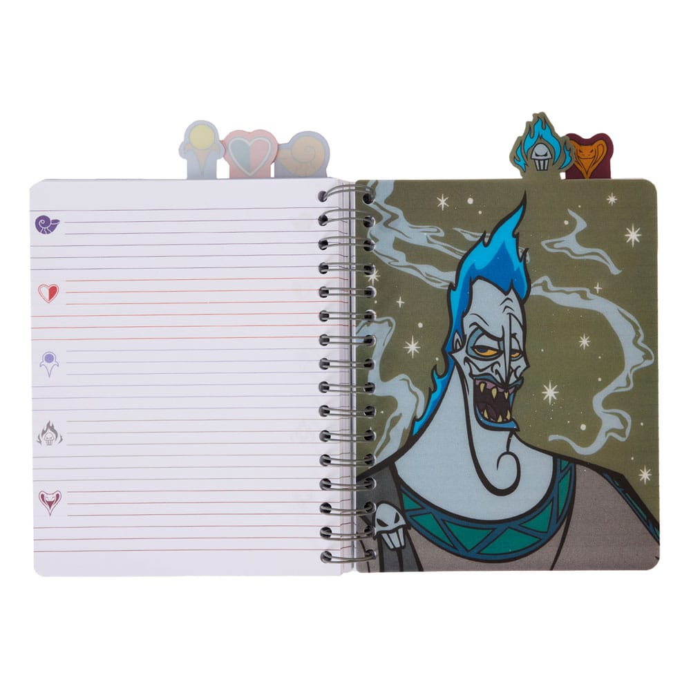 Disney Villains Themed Iridescent All-Over Printed Stationery Spiral Tab Loungefly Writing Journal for Creative Expression
