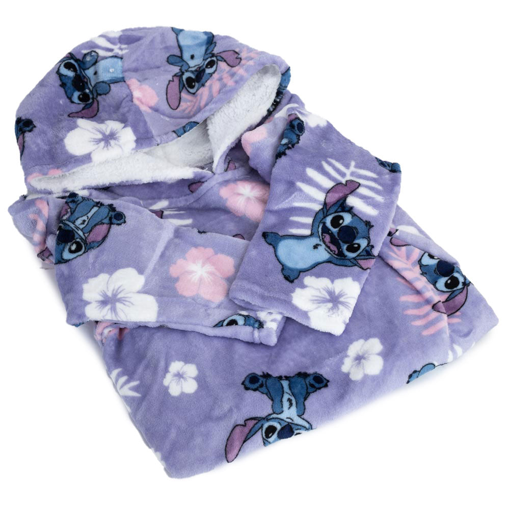 Lilo & Stitch Kids' Wearable Luxury Purple Poncho Blanket with Multi - Stitch Design