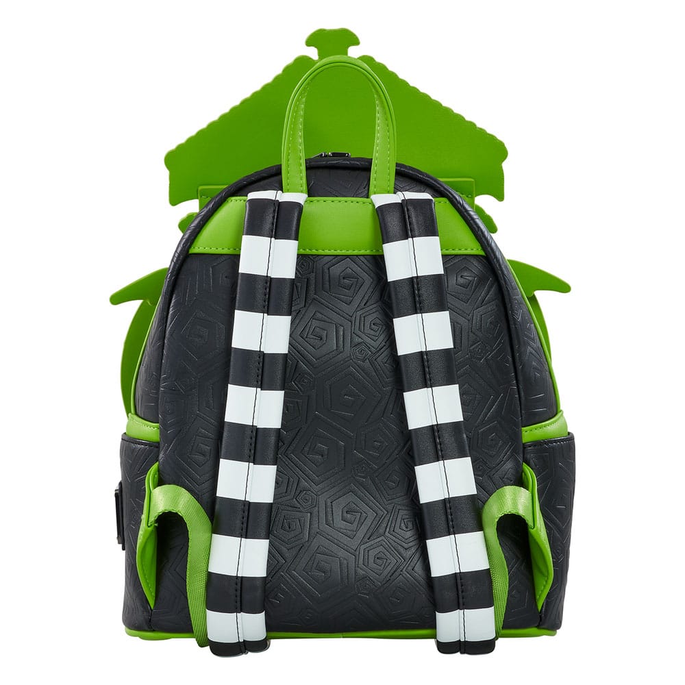 Exclusive Beetlejuice Pinstripe Faux - Leather Loungefly Mini Backpack