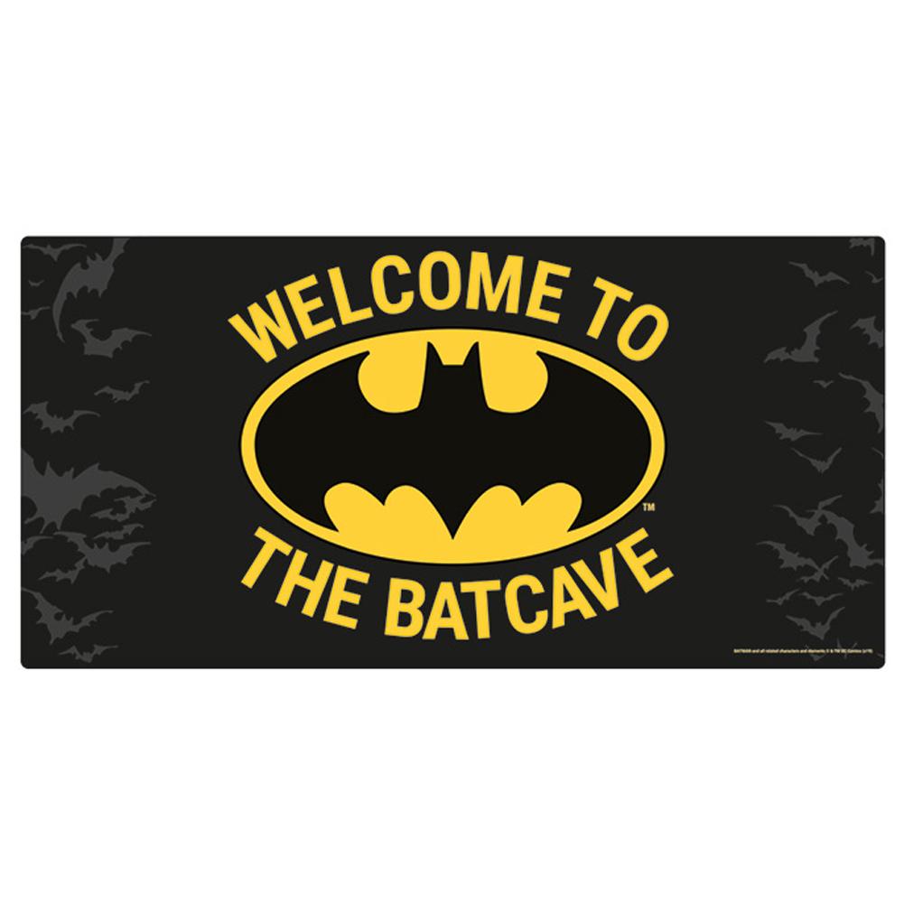 Large Glossy Metal Batman Wall Sign with 'Welcome To The Batcave' Phrase