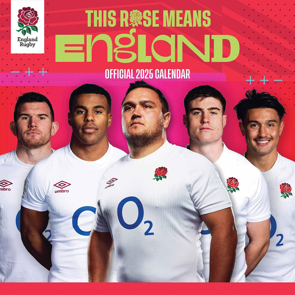 2025 England RFU Square Wall Calendar with Favourite Rugby Players