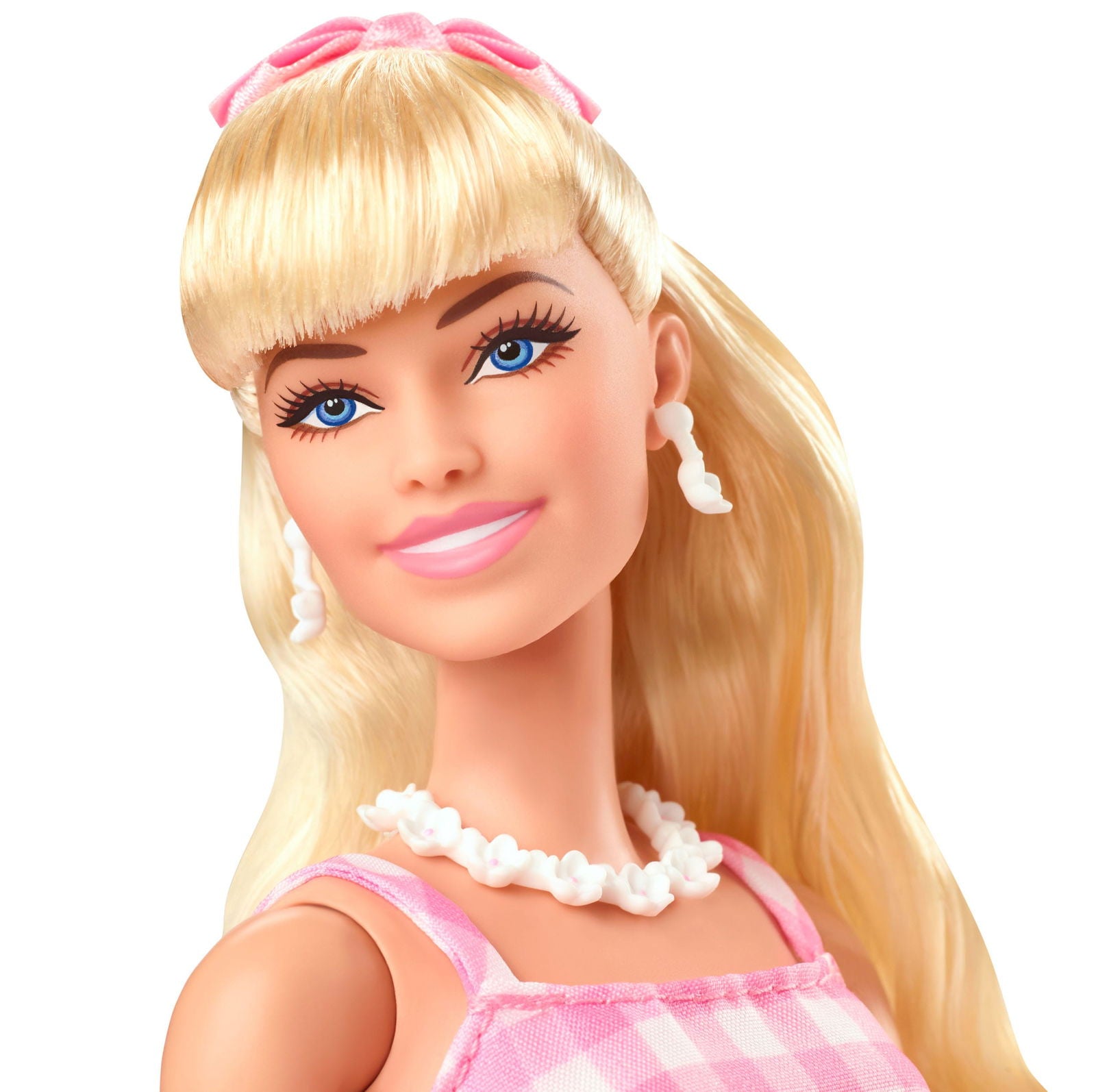 Margot Robbie as Barbie in a Charming Pink Gingham Dress from Barbie The Movie