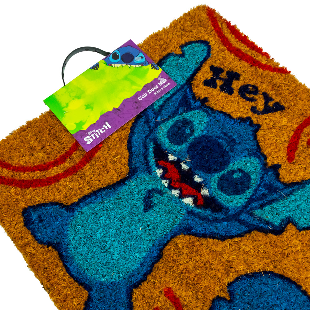 Durable Lilo & Stitch Coir Doormat with Colorful Stitch Image