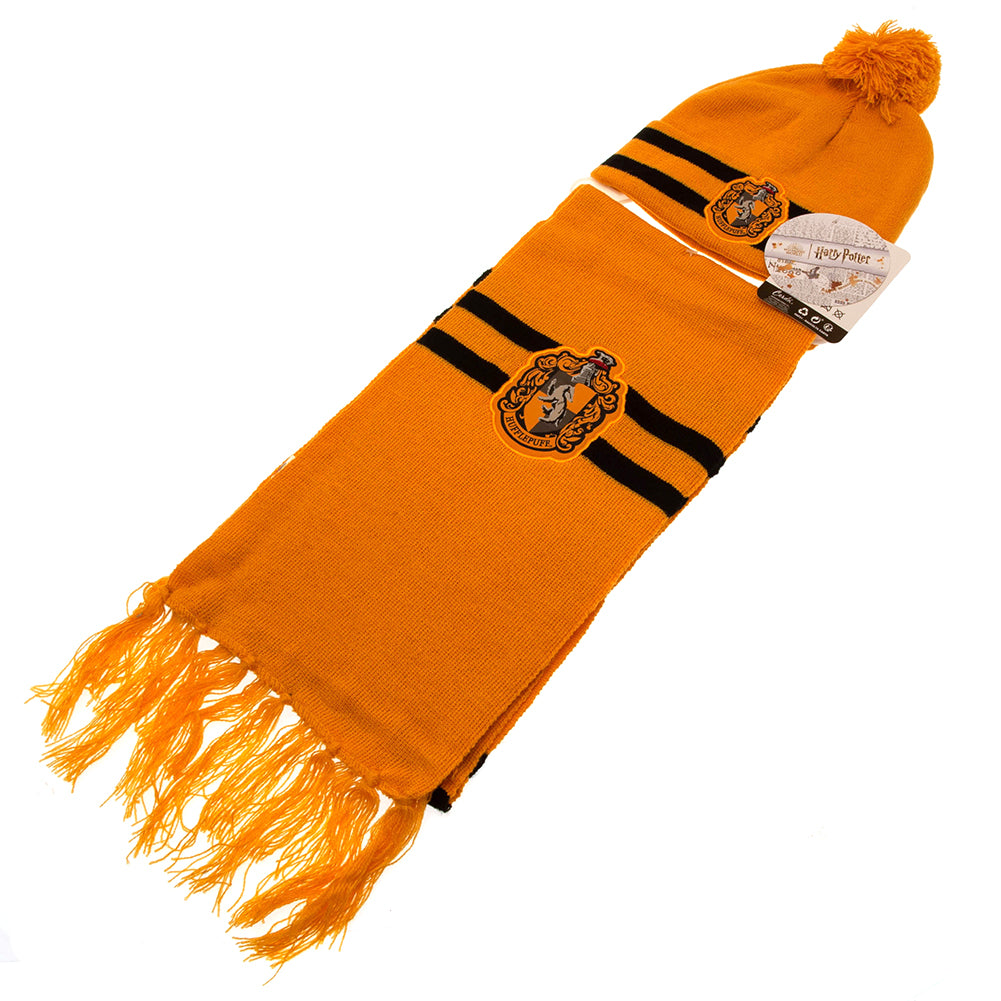 Hufflepuff Junior Harry Potter Yellow Knitted Beanie and Scarf Set