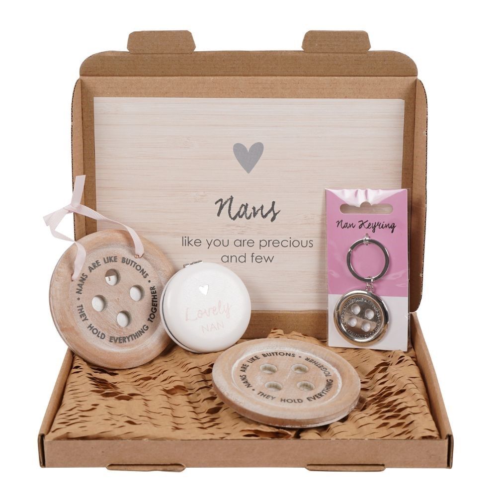 Charming Nan's Souvenir Gift Set with Keyring, Coaster, Mirror and Mini Sign