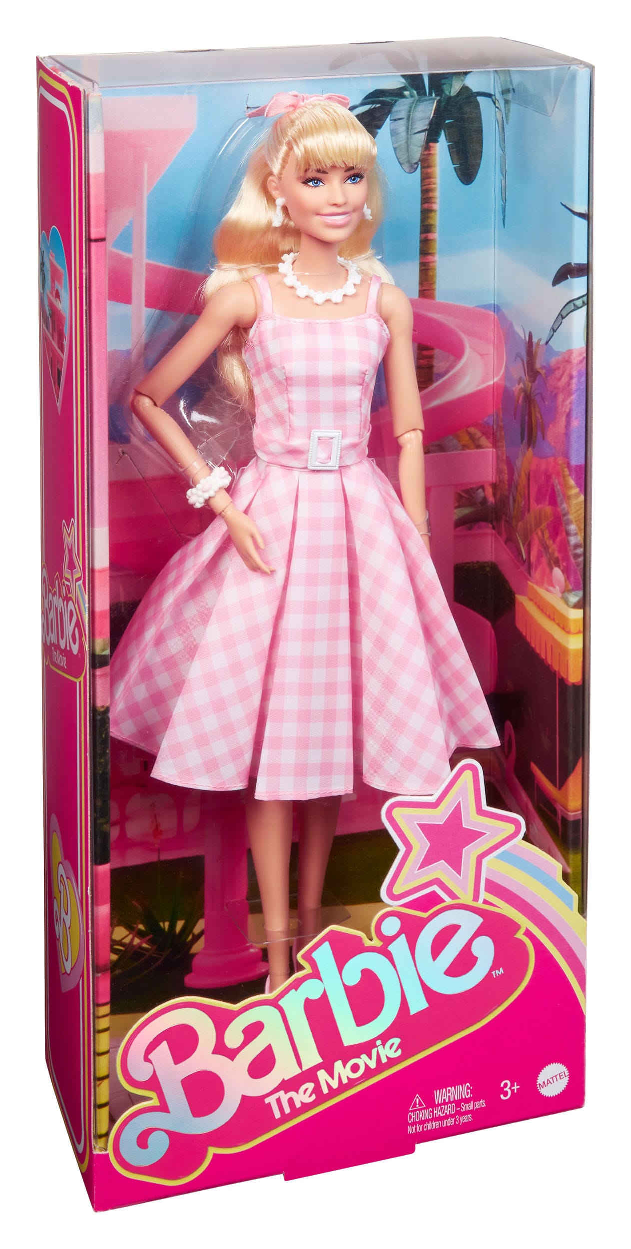 Margot Robbie as Barbie in a Charming Pink Gingham Dress from Barbie The Movie