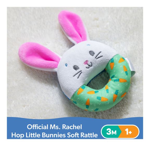 Ms Rachel's Adorable Hop Little Bunnies Soft Rattle for Baby's Early Learning